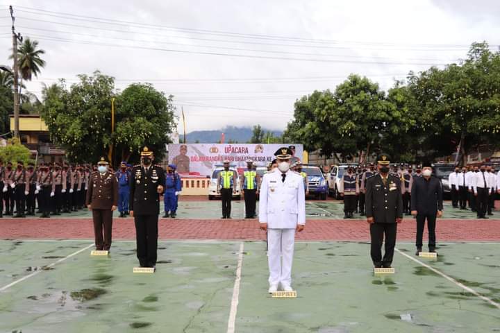 Polres dan Forkopimda Madina Ikuti Upacara HUT Bhayangkara Ke -76 Secara Vurtual