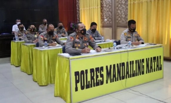 Kapolres Madina dan PJU Mengikuti Arahan Wakapolri Secara Virtual Terkait Pengalihan Subsidi BBM