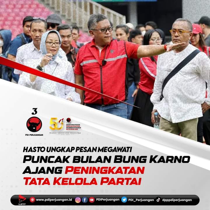 Hasto Ungkap Pesan Megawati, Puncak Bulan Bung Karno Ajang Peningkatan Tata Kelola Partai