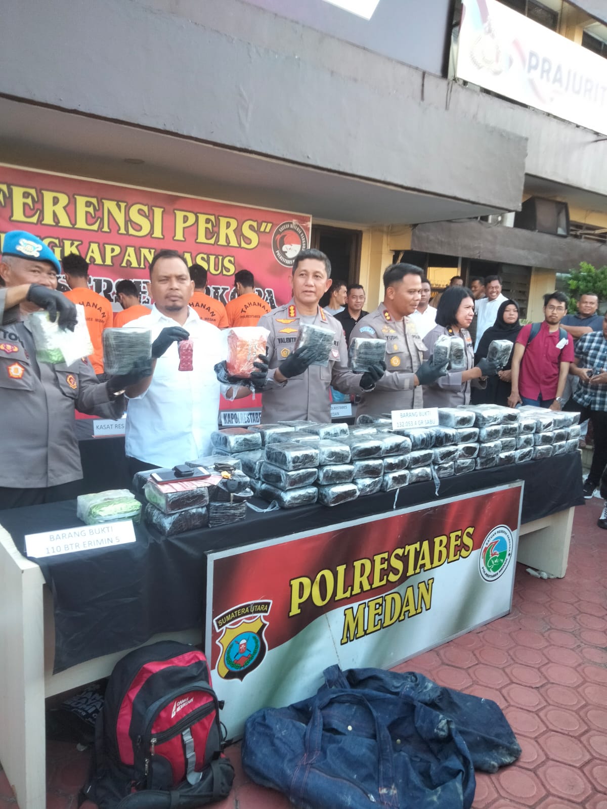 Polrestabes Medan Sita 132 Kg Sabu dan Tangkap 7 Pelaku