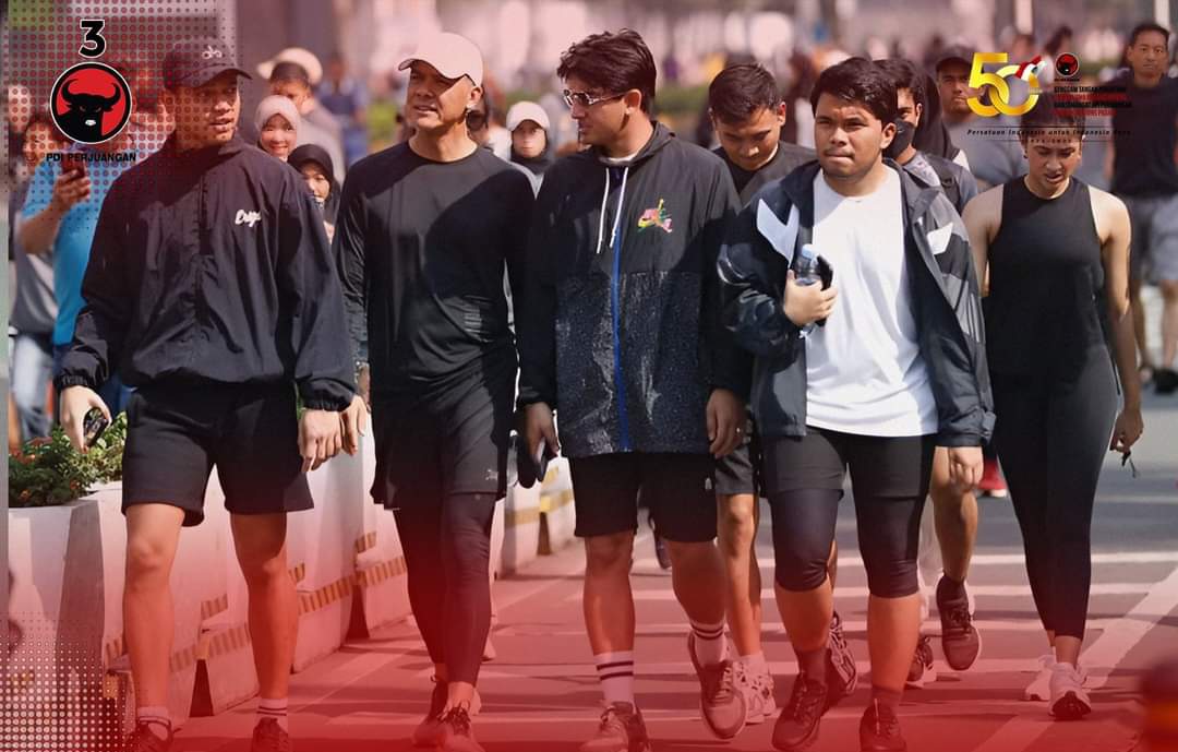 Ganjar Pranowo Lari Pagi di Kawasan Car Free Day (CFD) di Bundaran Hotel Indonesia