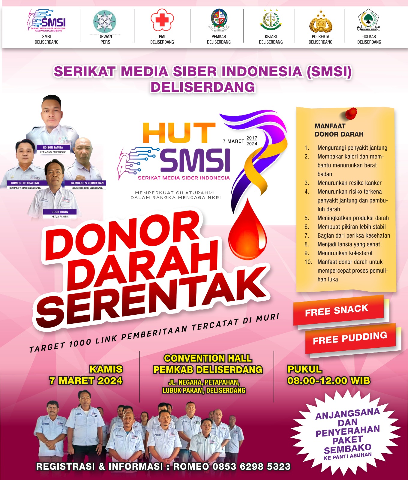 HUT Ke -7, SMSI Deli Serdang Donor Darah