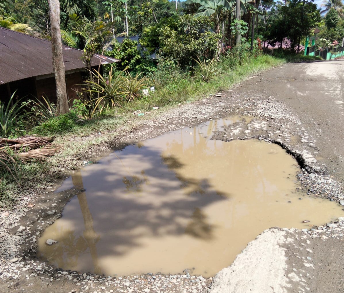 Ruas Jalan Jembatan Merah – Simpang Gambir di Madina Kupak – Kapik, Warga Desak Gubsu Segera Perbaiki