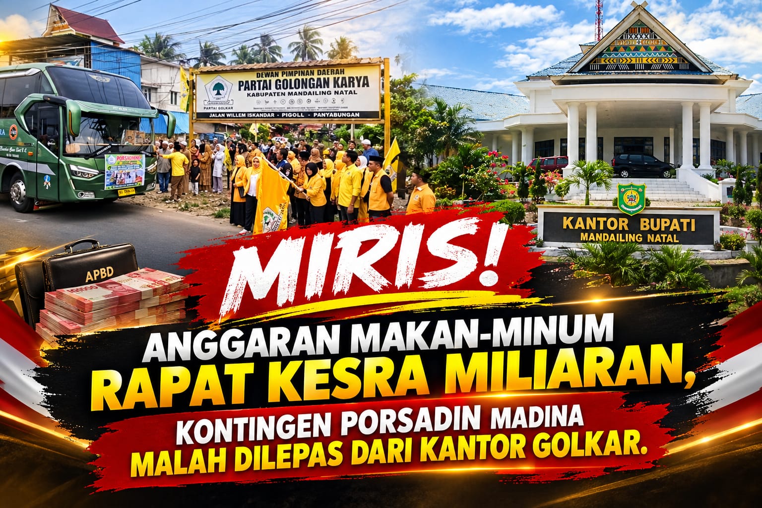 Kabag Kesra  : FKDT Hubungannya Kemenag, Kontingen PORSADIN Dilepas Dari Kantor DPD.Golkar Mandailing Natal