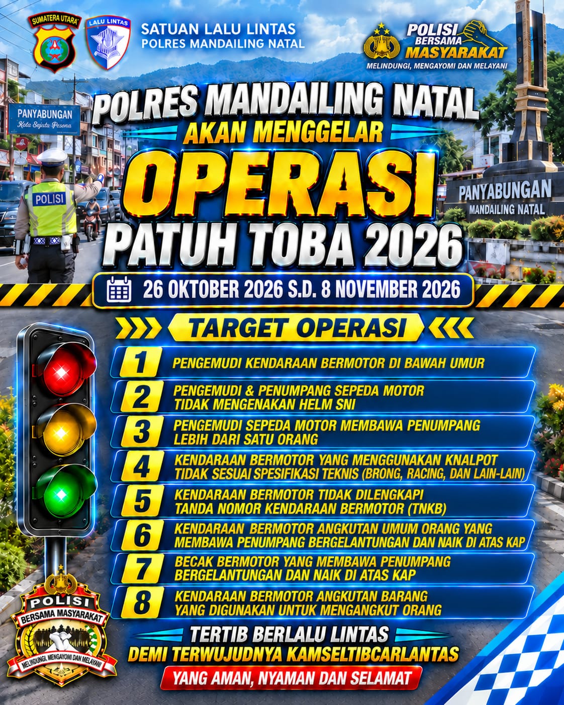 Delapan Poin Target di Operasi Patuh Toba,  Kasat Lantas Polres Madina : Kami Nggak Bosan – Bosan Ingatkan Warga Untuk Tertib Lalu Lintas